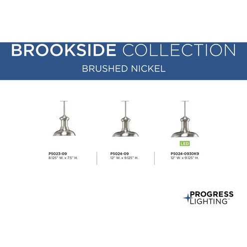 Brookside 1 Light Brushed Nickel Pendant Ceiling Light in Standard